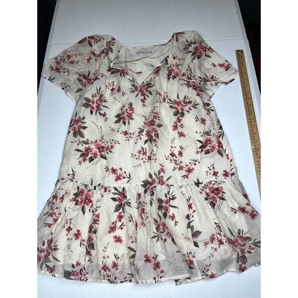 Abercrombie & Fitch Cream Mini Dress with Dusty Rose Floral Print
